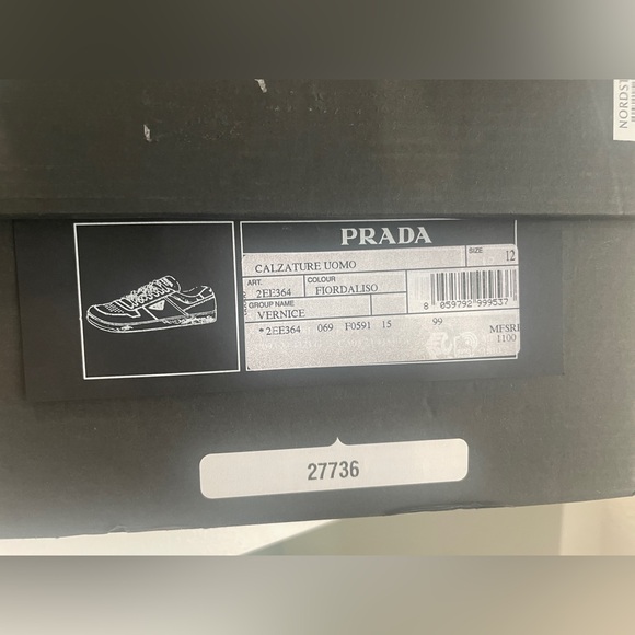 Prada Downtown Sneaker Shoe Cornflower Fiordaliso New NWT size 13 US 12 UK - Picture 8 of 17